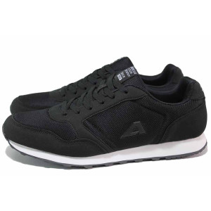 Черни мъжки маратонки, текстилна материя - спортни обувки за пролетта и лятото N 100021452