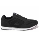 Черни мъжки маратонки, текстилна материя - спортни обувки за пролетта и лятото N 100021452