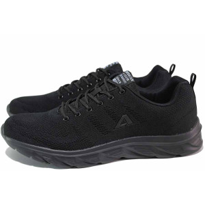 Черни мъжки маратонки, текстилна материя - спортни обувки за пролетта и лятото N 100021454