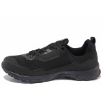 Черни мъжки маратонки, еко-кожа и текстилна материя - спортни обувки за пролетта и лятото N 100021455