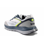 Бели мъжки маратонки, еко-кожа и текстилна материя - спортни обувки за пролетта и лятото N 100021705