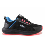 Черни дамски маратонки, еко-кожа и текстилна материя - спортни обувки за пролетта и лятото N 100021707