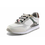 Бели спортни дамски обувки, естествена кожа и текстилна материя - спортни обувки за пролетта и лятото N 100022172