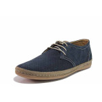 Сини мъжки обувки, анатомични, естествена кожа перфорирана - всекидневни обувки за пролетта и лятото N 100021312