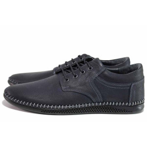 Сини мъжки обувки, анатомични, естествена кожа - ежедневни обувки за пролетта и лятото N 100021407