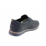 Сини мъжки обувки, анатомични, естествена кожа - всекидневни обувки за пролетта и есента N 100021404