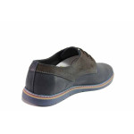 Сини мъжки обувки, анатомични, естествена кожа - всекидневни обувки за пролетта и есента N 100021406