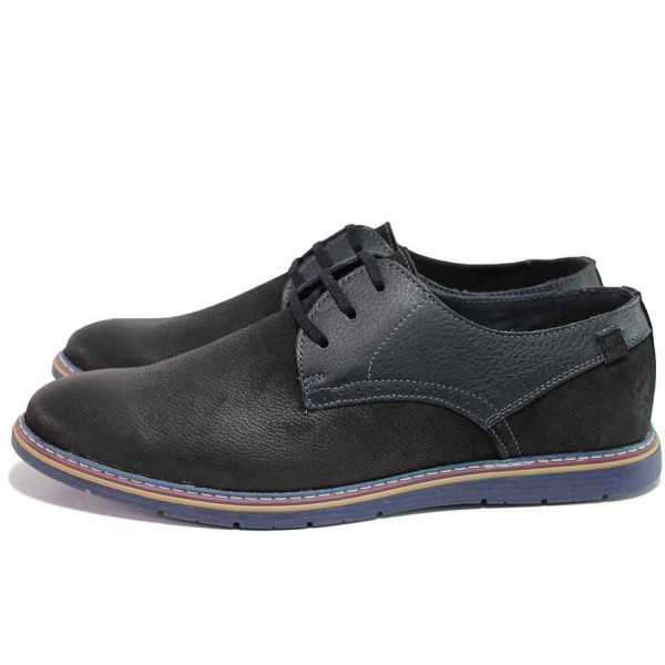 Черни мъжки обувки, анатомични, естествена кожа - ежедневни обувки за пролетта и есента N 100021405