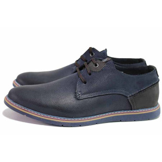 Сини мъжки обувки, анатомични, естествена кожа - всекидневни обувки за пролетта и есента N 100021402