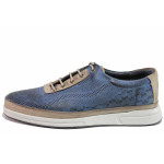 Сини мъжки обувки, анатомични, естествена кожа - всекидневни обувки за пролетта и есента N 100021412