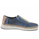 Сини мъжки обувки, анатомични, естествена кожа - всекидневни обувки за пролетта и есента N 100021412