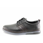 Черни ежедневни мъжки обувки, анатомични, естествена кожа - ежедневни обувки за целогодишно ползване N 100021645