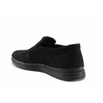 Черни мъжки обувки, анатомични, естествен набук - всекидневни обувки за пролетта и лятото N 100021660