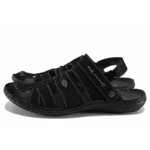 Черни анатомични мъжки сандали, естествен набук - ежедневни обувки за лятото N 100022057