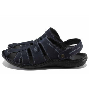 Сини анатомични мъжки сандали, естествен набук - ежедневни обувки за лятото N 100022058