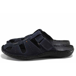 Сини анатомични мъжки чехли, естествен набук - ежедневни обувки за лятото N 100022060