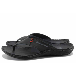 Черни мъжки чехли, естествена кожа - ежедневни обувки за лятото N 100022061