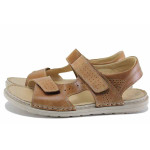 Светлокафяви мъжки сандали, естествена кожа - ежедневни обувки за лятото N 100022125