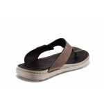 Тъмнокафяви мъжки чехли, естествена кожа - всекидневни обувки за лятото N 100022126