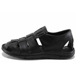 Черни мъжки сандали, естествена кожа - ежедневни обувки за пролетта и лятото N 100022144