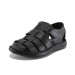 Черни мъжки сандали, естествена кожа - всекидневни обувки за пролетта и лятото N 100022143