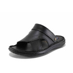 Черни мъжки чехли, естествена кожа - ежедневни обувки за лятото N 100022146