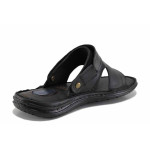 Черни мъжки чехли, естествена кожа - ежедневни обувки за лятото N 100022146