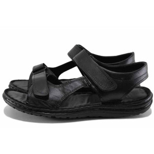 Черни мъжки сандали, естествена кожа - всекидневни обувки за лятото N 100022147