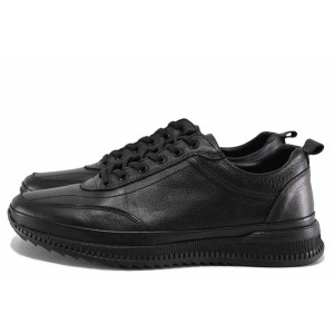 Черни мъжки обувки, анатомични, естествена кожа - всекидневни обувки за есента и зимата N 100022319