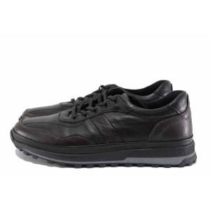 Черни мъжки обувки, анатомични, естествена кожа - ежедневни обувки за есента и зимата N 100022349