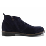 Сини мъжки боти, естествен велур - всекидневни обувки за есента и зимата N 100022423
