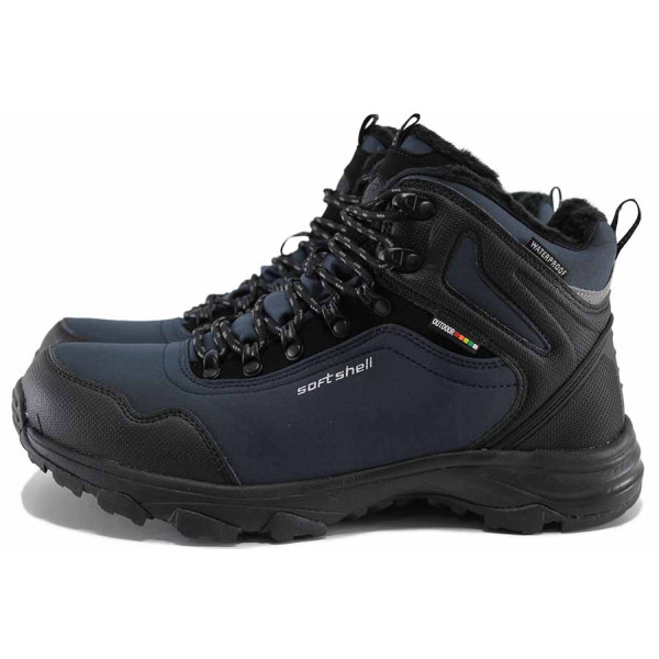 Сини мъжки боти, текстилна материя - спортни обувки за есента и зимата N 100022452