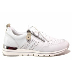 Анатомични бели дамски обувки с равна подметка, естествена кожа - спортни обувки за пролетта и есента N 100021272