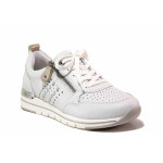 Анатомични бели дамски обувки с равна подметка, естествена кожа - спортни обувки за пролетта и есента N 100021272