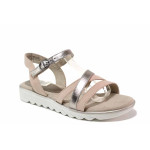 Розови дамски сандали, здрава еко-кожа - всекидневни обувки за пролетта и лятото N 100021278