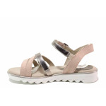 Розови дамски сандали, здрава еко-кожа - всекидневни обувки за пролетта и лятото N 100021278