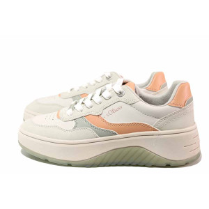 Зелени спортни дамски обувки, анатомични, здрава еко-кожа - спортни обувки за пролетта и есента N 100021282