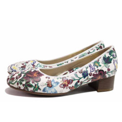 Бели анатомични дамски обувки със среден ток, естествена кожа - всекидневни обувки за пролетта и лятото N 100021288