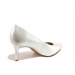 Бели анатомични дамски обувки с висок ток, здрава еко-кожа - официални обувки за целогодишно ползване N 100021295