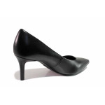 Черни анатомични дамски обувки с висок ток, здрава еко-кожа - официални обувки за целогодишно ползване N 100021296