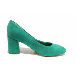 Зелени анатомични дамски обувки със среден ток, текстилна материя - всекидневни обувки за целогодишно ползване N 100021297