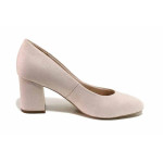 Розови анатомични дамски обувки със среден ток, текстилна материя - всекидневни обувки за целогодишно ползване N 100021298