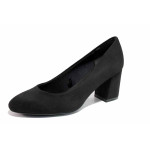 Черни анатомични дамски обувки със среден ток, текстилна материя - всекидневни обувки за целогодишно ползване N 100021299