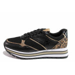 Черни дамски маратонки, здрава еко-кожа - всекидневни обувки за целогодишно ползване N 100021301