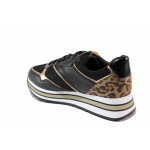 Черни дамски маратонки, здрава еко-кожа - всекидневни обувки за целогодишно ползване N 100021301