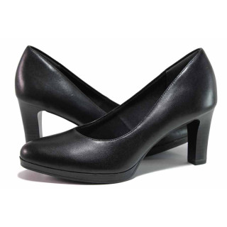 Черни дамски обувки с висок ток, естествена кожа - всекидневни обувки за целогодишно ползване N 100021304