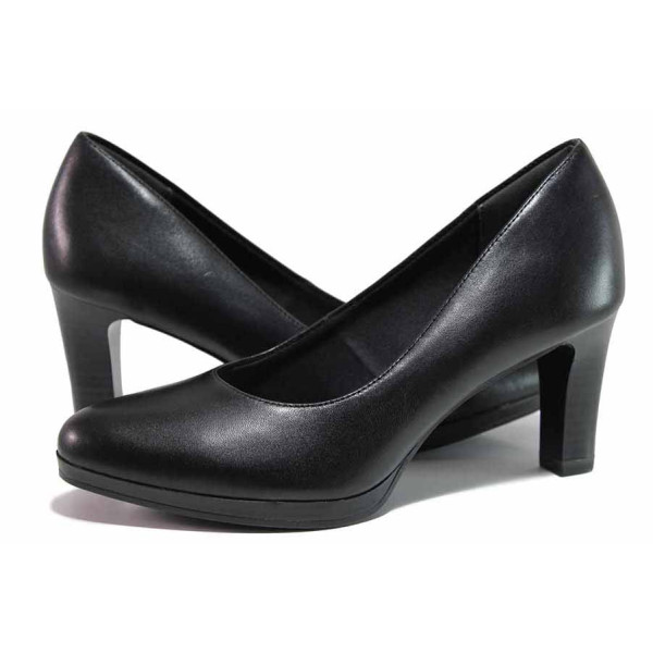 Черни дамски обувки с висок ток, естествена кожа - всекидневни обувки за целогодишно ползване N 100021304