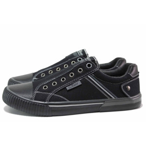 Черни мъжки спортни обувки, анатомични, текстилна материя - спортни кецове за пролетта и лятото N 100021306