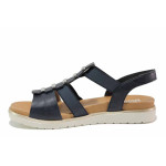 Тъмносини дамски сандали, здрава еко-кожа - всекидневни обувки за лятото N 100021311