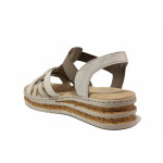 Бежови анатомични дамски сандали, здрава еко-кожа - ежедневни обувки за лятото N 100021315